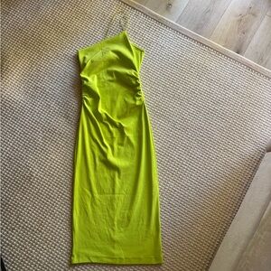 Zara Lime Green Spaghetti Strap Midi Dress